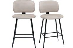 Flash Sale Miliboo Set de 2 taburetes de cocina de terciopelo color topo y metal negro 70 cm de altura ATRIUM