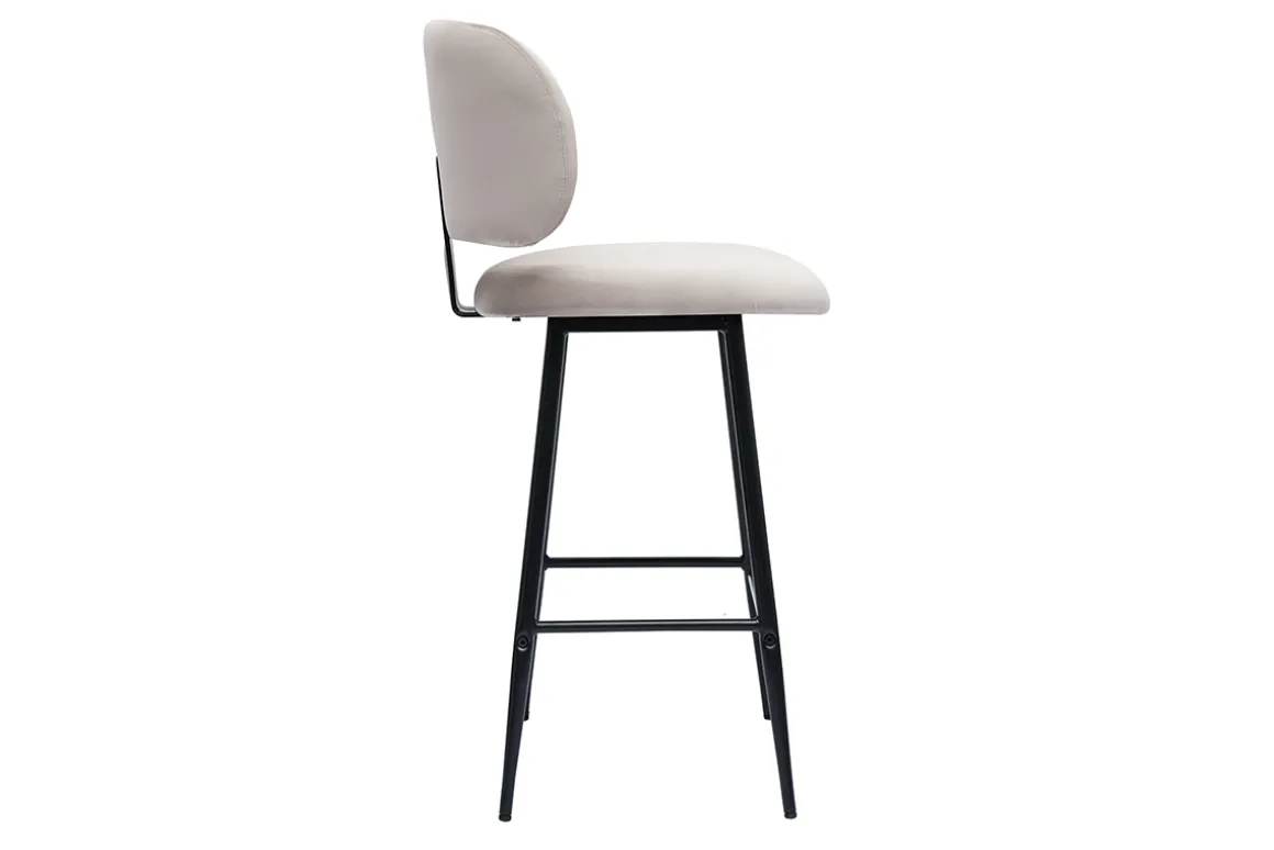 Flash Sale Miliboo Set de 2 taburetes de cocina de terciopelo color topo y metal negro 70 cm de altura ATRIUM