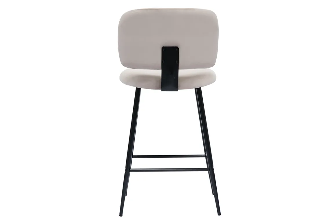 Flash Sale Miliboo Set de 2 taburetes de cocina de terciopelo color topo y metal negro 70 cm de altura ATRIUM