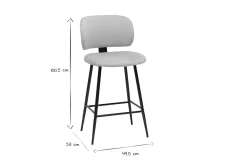 Flash Sale Miliboo Set de 2 taburetes de cocina de terciopelo color topo y metal negro 70 cm de altura ATRIUM