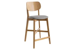 Best Miliboo Set de 2 taburetes de cocina de madera de roble clara y tejido gris jaspeado 65 cm LUCIA