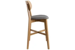 Best Miliboo Set de 2 taburetes de cocina de madera de roble clara y tejido gris jaspeado 65 cm LUCIA