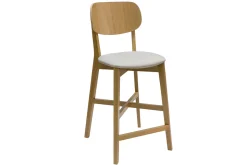 Shop Miliboo Set de 2 taburetes de cocina de madera de roble clara y tejido beige 65 cm LUCIA