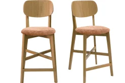 Best Sale Miliboo Set de 2 taburetes de cocina de madera de roble claro y tela efecto aterciopelado terracota 65 cm LUCIA