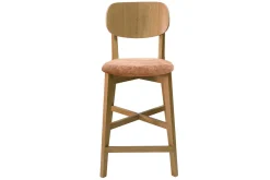 Best Sale Miliboo Set de 2 taburetes de cocina de madera de roble claro y tela efecto aterciopelado terracota 65 cm LUCIA