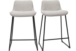 Best Miliboo Set de 2 taburetes de cocina fijos efecto aterciopelado texturizado beige con pata de metal 65 cm BOOST