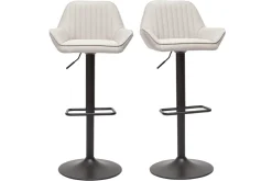 Flash Sale Miliboo Set de 2 taburetes de cocina ajustable de tela beige y metal negro RONNIE