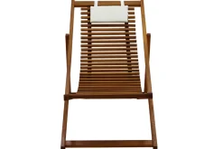 Hot Miliboo Set de 2 tumbonas de madera maciza con cojín de tela blanca MOONA