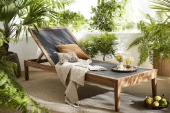 Flash Sale Miliboo Set de 2 tumbonas gris oscuro y madera maciza NAVEEN