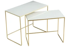 Clearance Miliboo Set de 2 mesas de centro nido blanco y dorado WESS