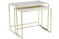 Clearance Miliboo Set de 2 mesas de centro nido blanco y dorado WESS