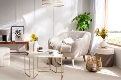 Clearance Miliboo Set de 2 mesas de centro nido blanco y dorado WESS