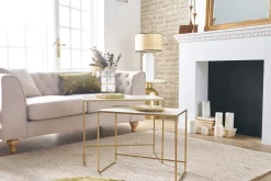 Clearance Miliboo Set de 2 mesas de centro nido blanco y dorado WESS