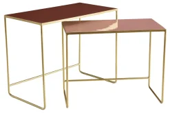 Best Miliboo Set de 2 mesas de centro nido terracotta, rosa y dorado WESS