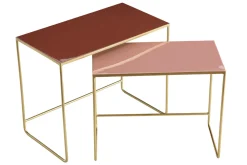 Best Miliboo Set de 2 mesas de centro nido terracotta, rosa y dorado WESS