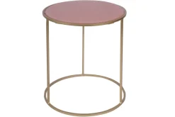 Store Miliboo Set de 2 mesas nido auxiliares de cristal tintado rosa y metal dorado JANE