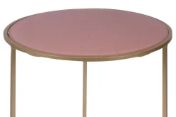 Store Miliboo Set de 2 mesas nido auxiliares de cristal tintado rosa y metal dorado JANE