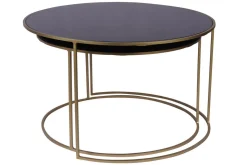 Cheap Miliboo Set de 2 mesas nido de centro en metal dorado y cristal tintado negro ROXO
