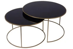 Cheap Miliboo Set de 2 mesas nido de centro en metal dorado y cristal tintado negro ROXO