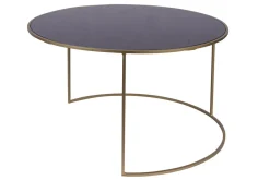 Cheap Miliboo Set de 2 mesas nido de centro en metal dorado y cristal tintado negro ROXO