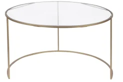 Clearance Miliboo Set de 2 mesas nido de centro en metal dorado y cristal tintado azul petróleo ROXO