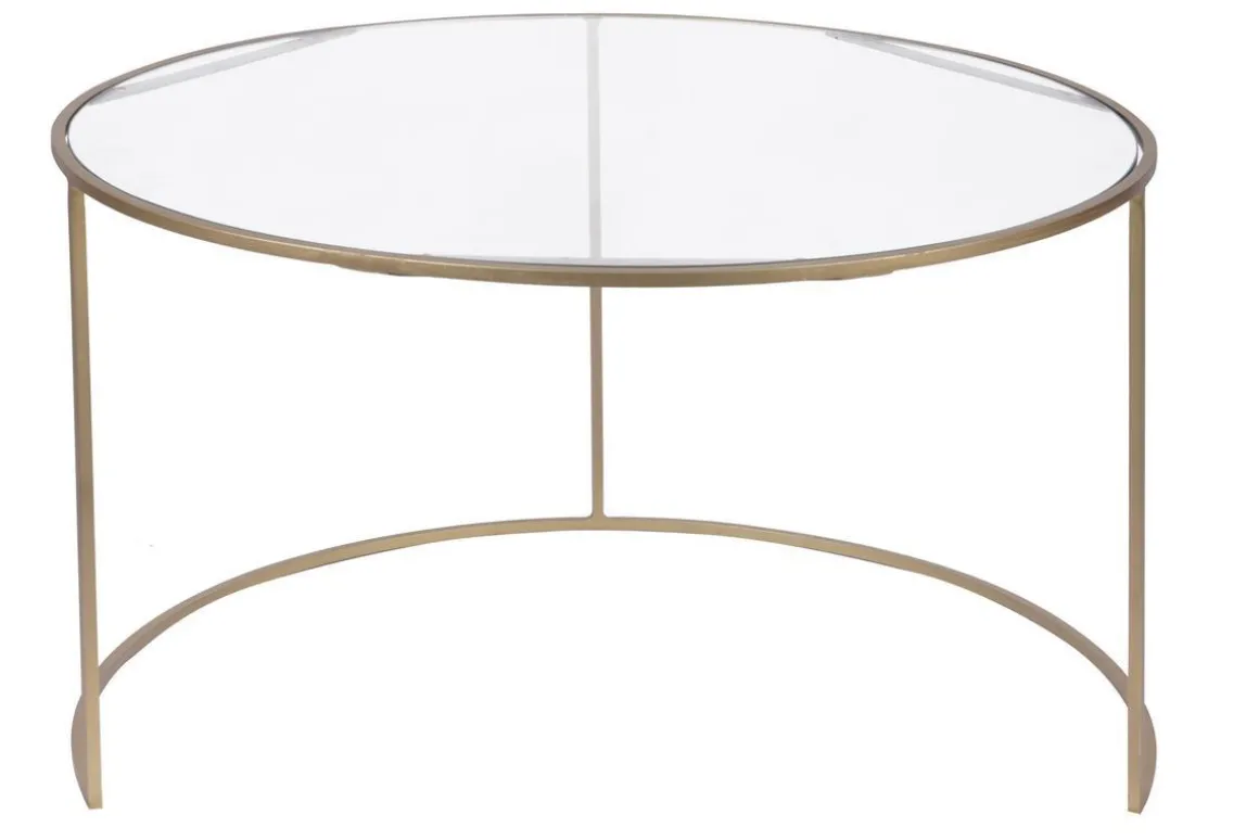 Clearance Miliboo Set de 2 mesas nido de centro en metal dorado y cristal tintado azul petróleo ROXO