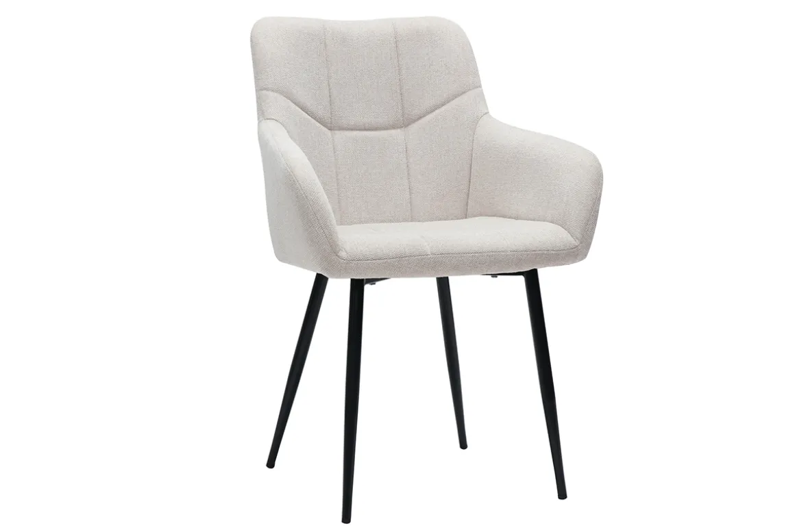 Flash Sale Miliboo Set de 2 sillas acolchadas de diseño de tejido efecto aterciopelado texturizado beige y metal negro MONTERO