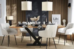 Flash Sale Miliboo Set de 2 sillas acolchadas de diseño de tejido efecto aterciopelado texturizado beige y metal negro MONTERO