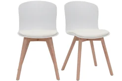 Sale Miliboo Set de 2 sillas blancas y de madera clara ARISTA