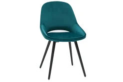 Shop Miliboo Set de 2 sillas de diseño de terciopelo azul petróleo y metal negro BODEGA