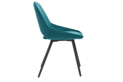 Shop Miliboo Set de 2 sillas de diseño de terciopelo azul petróleo y metal negro BODEGA