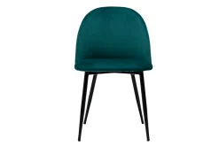 New Miliboo Set de 2 sillas de diseño de terciopelo azul petróleo y metal negro JOVI
