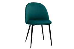 New Miliboo Set de 2 sillas de diseño de terciopelo azul petróleo y metal negro JOVI