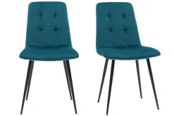 Hot Miliboo Set de 2 sillas de diseño de terciopelo tapizadas azul petróleo y metal negro ESCAPE