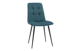 Hot Miliboo Set de 2 sillas de diseño de terciopelo tapizadas azul petróleo y metal negro ESCAPE
