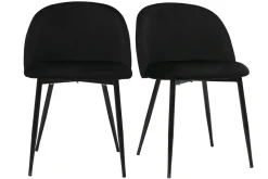 Sale Miliboo Set de 2 sillas de diseño de terciopelo negro y metal negro CELESTE