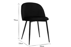 Sale Miliboo Set de 2 sillas de diseño de terciopelo negro y metal negro CELESTE