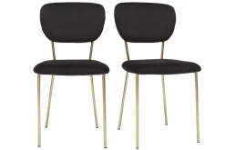 Online Miliboo Set de 2 sillas de diseño de terciopelo negro y metal dorado LEPIDUS