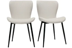 Discount Miliboo Set de 2 sillas de diseño de pana beige y metal negro ADDICT