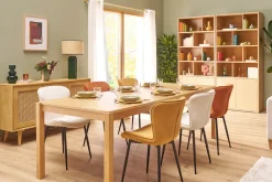 Discount Miliboo Set de 2 sillas de diseño de pana beige y metal negro ADDICT