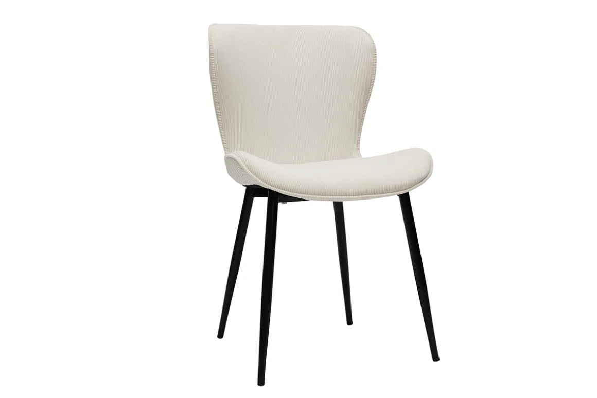Discount Miliboo Set de 2 sillas de diseño de pana beige y metal negro ADDICT