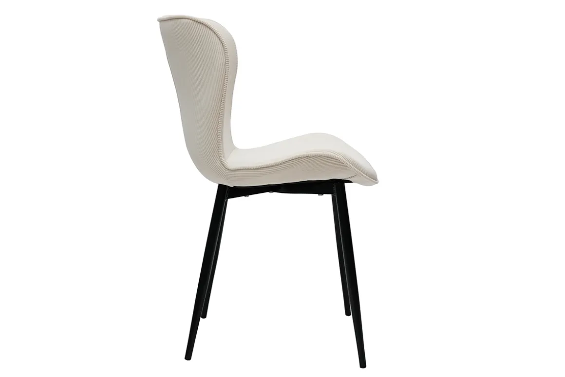 Discount Miliboo Set de 2 sillas de diseño de pana beige y metal negro ADDICT