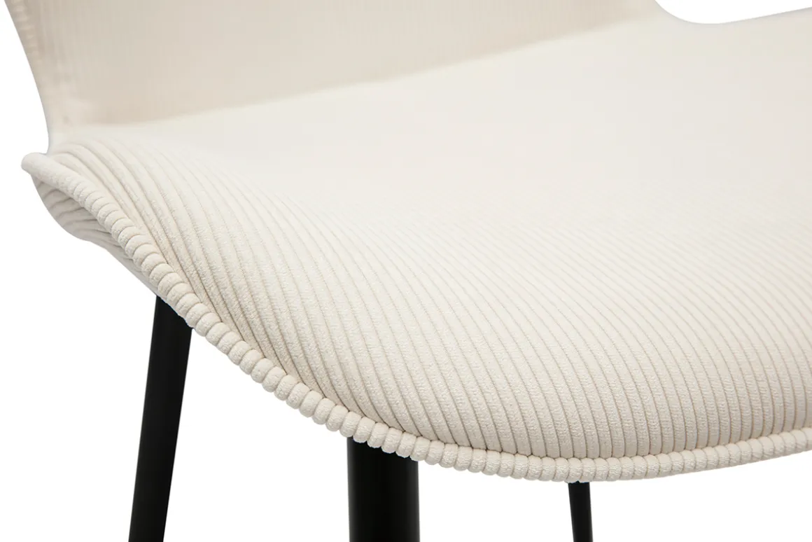 Discount Miliboo Set de 2 sillas de diseño de pana beige y metal negro ADDICT