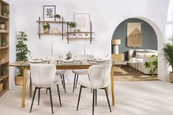 Discount Miliboo Set de 2 sillas de diseño de pana beige y metal negro ADDICT