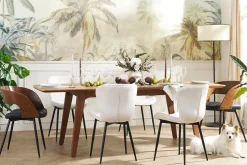 Discount Miliboo Set de 2 sillas de diseño de pana beige y metal negro ADDICT