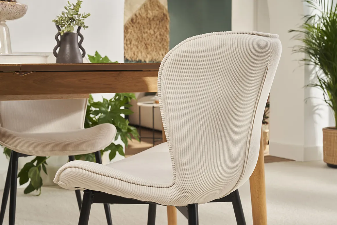 Discount Miliboo Set de 2 sillas de diseño de pana beige y metal negro ADDICT