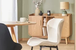 Discount Miliboo Set de 2 sillas de diseño de pana beige y metal negro ADDICT