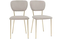 Outlet Miliboo Set de 2 sillas de diseño de terciopelo color topo y metal dorado LEPIDUS