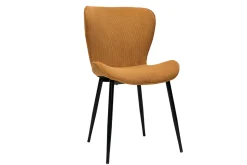 Clearance Miliboo Set de 2 sillas de diseño de pana amarillo curry y metal negro ADDICT