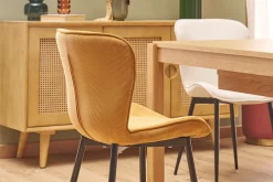 Clearance Miliboo Set de 2 sillas de diseño de pana amarillo curry y metal negro ADDICT